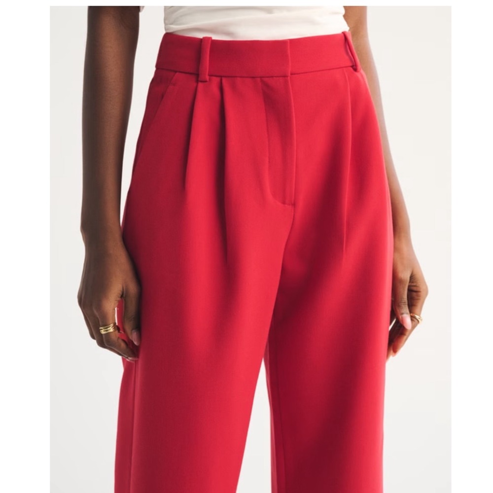 Abercrombie Sloane Tailored Wide Leg Pant in Red Size 33 - Picture 4 of 10